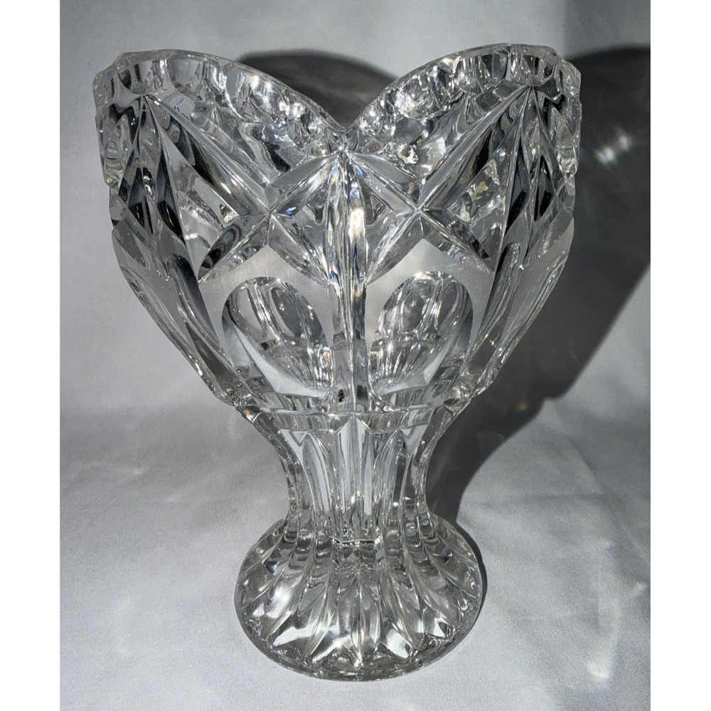 Vintage Echt Bleikristall Hand-cut Lead Crystal Heart Pedestal Vase